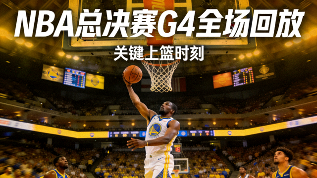 NBA总决赛G4全场回放视频封面，球员在篮下完成上篮的瞬间